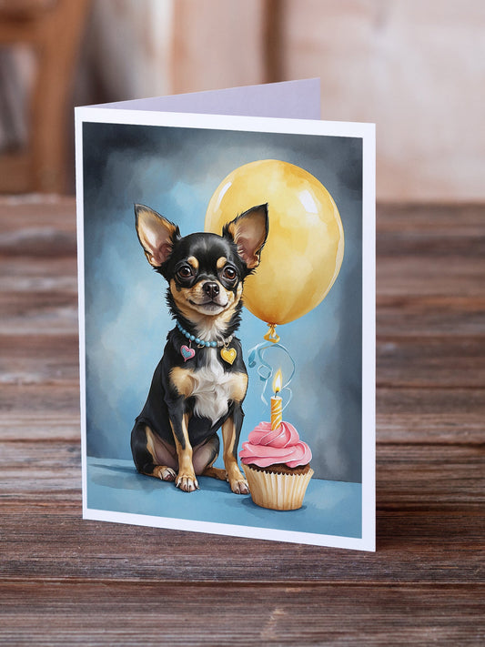 Black and Tan Chihuahua Happy Birthday Greeting Cards Pack of 8