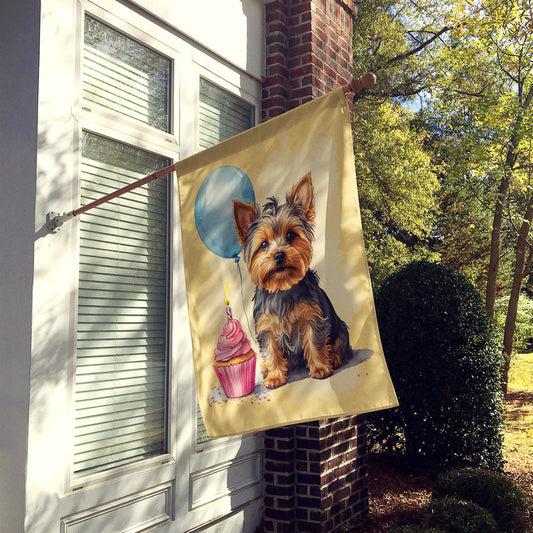 Yorkshire Terrier Happy Birthday House Flag