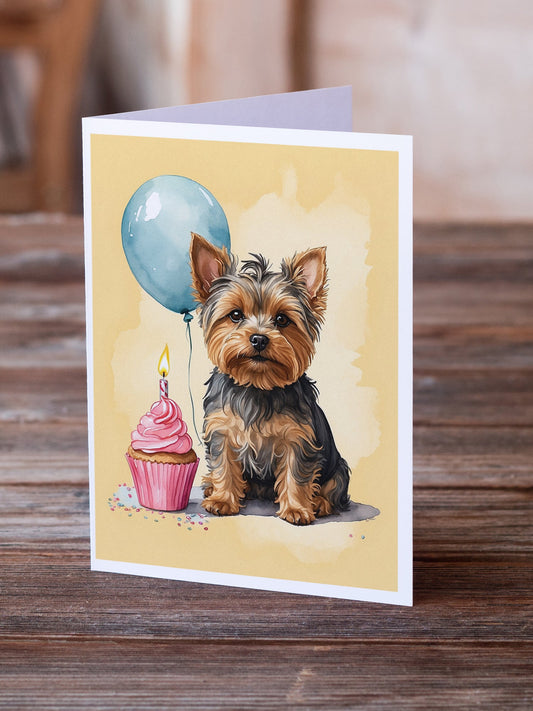 Yorkshire Terrier Happy Birthday Greeting Cards Pack of 8