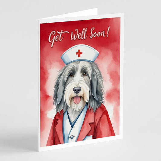 Bearded Collie Get Well Soon Greeting Cards Pack of 8