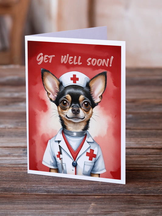 Black and Tan Chihuahua Get Well Soon Greeting Cards Pack of 8