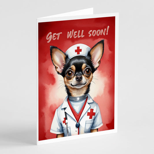 Black and Tan Chihuahua Get Well Soon Greeting Cards Pack of 8