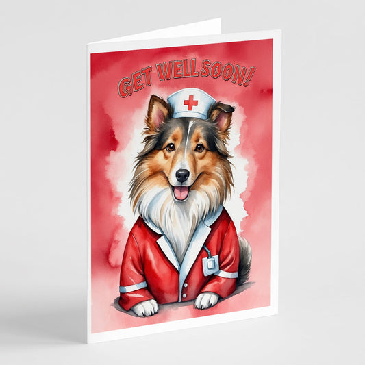 Sheltie Get Well Soon Greeting Cards Pack of 8