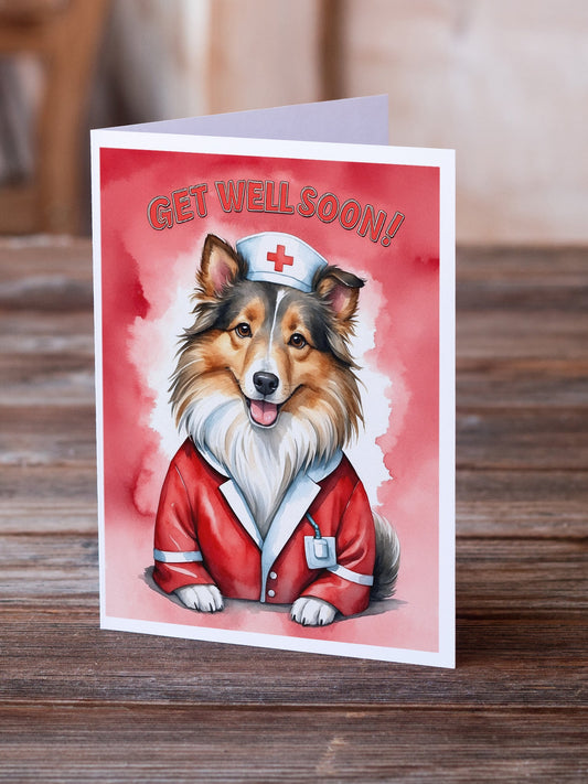 Sheltie Get Well Soon Greeting Cards Pack of 8