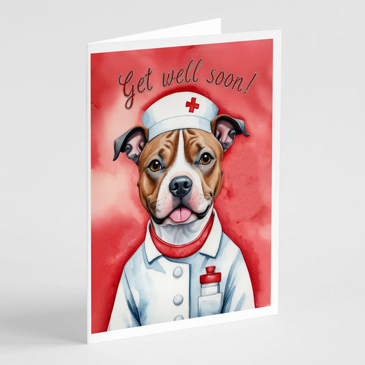 Staffordshire Bull Terrier Get Well Soon Greeting Cards Pack of 8