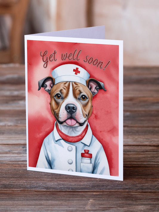 Staffordshire Bull Terrier Get Well Soon Greeting Cards Pack of 8