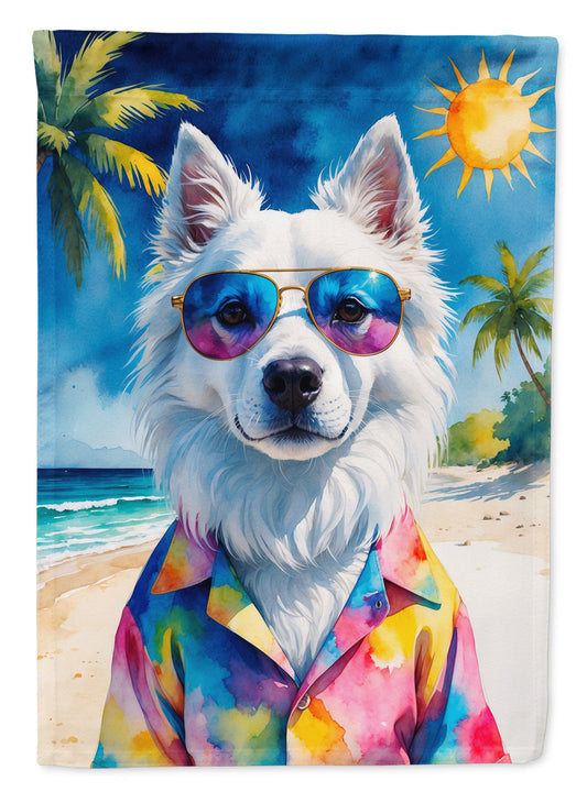 American Eskimo Summer Beach Time Garden Flag