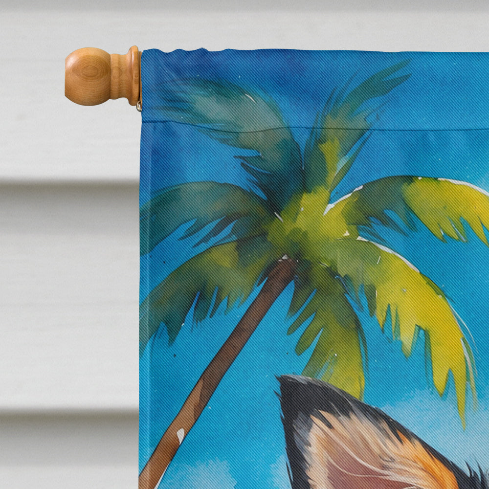 Black and Tan Chihuahua Summer Beach Time House Flag