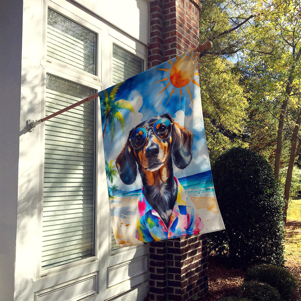 Dachshund Summer Beach Time House Flag