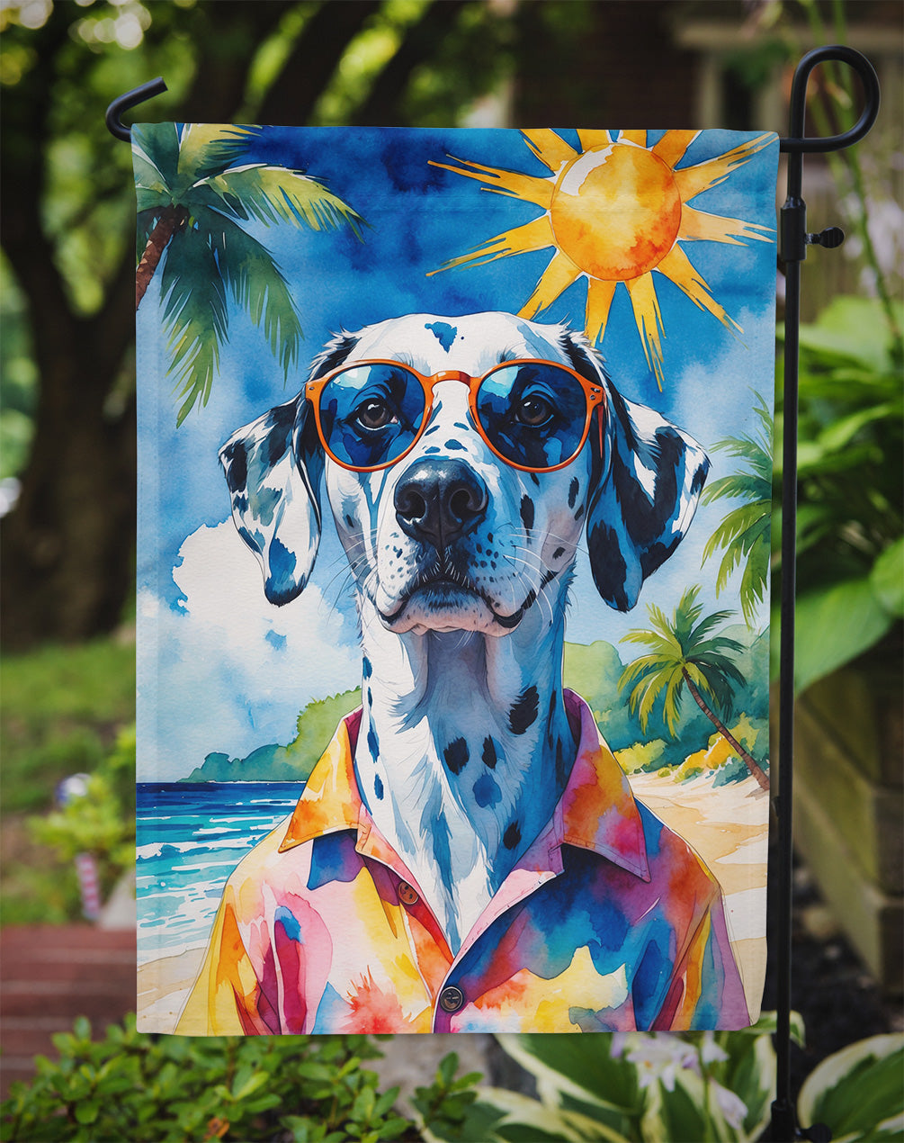 Dalmatian Summer Beach Time Garden Flag