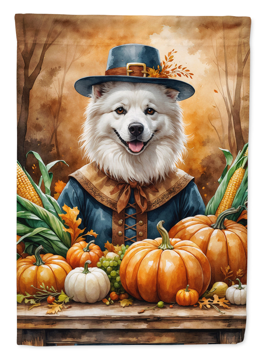 American Eskimo Thanksgiving Garden Flag