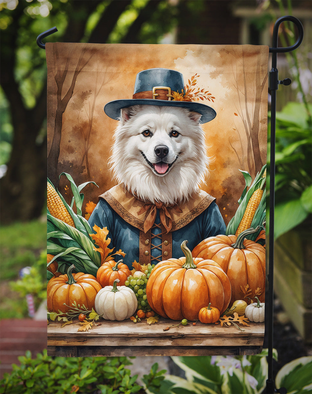American Eskimo Thanksgiving Garden Flag