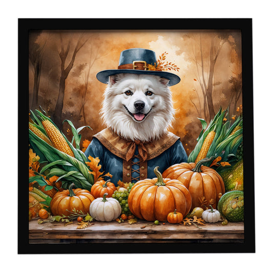 American Eskimo Thanksgiving Framed Metal Print