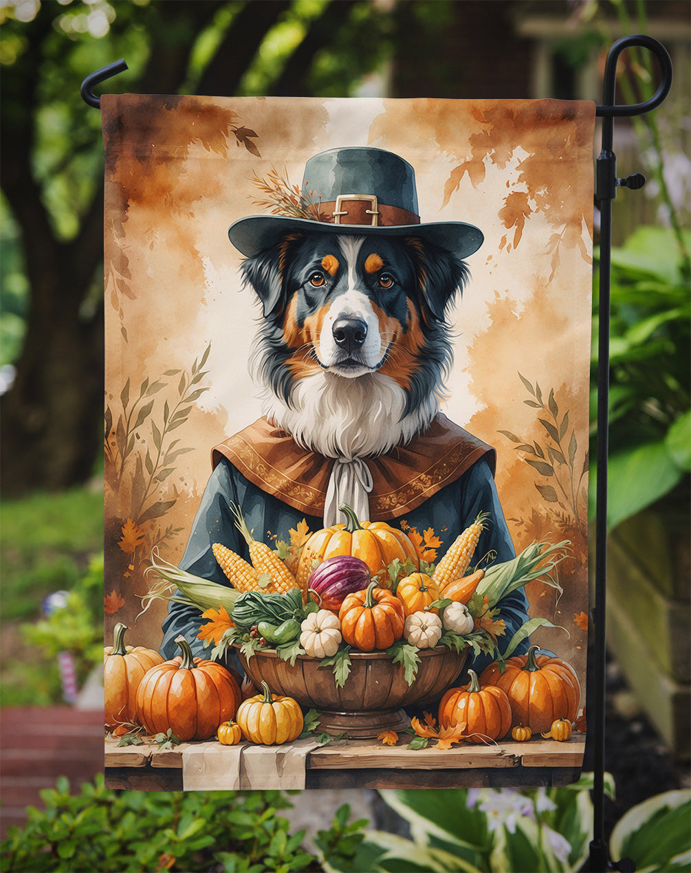 Australian Shepherd Thanksgiving Garden Flag