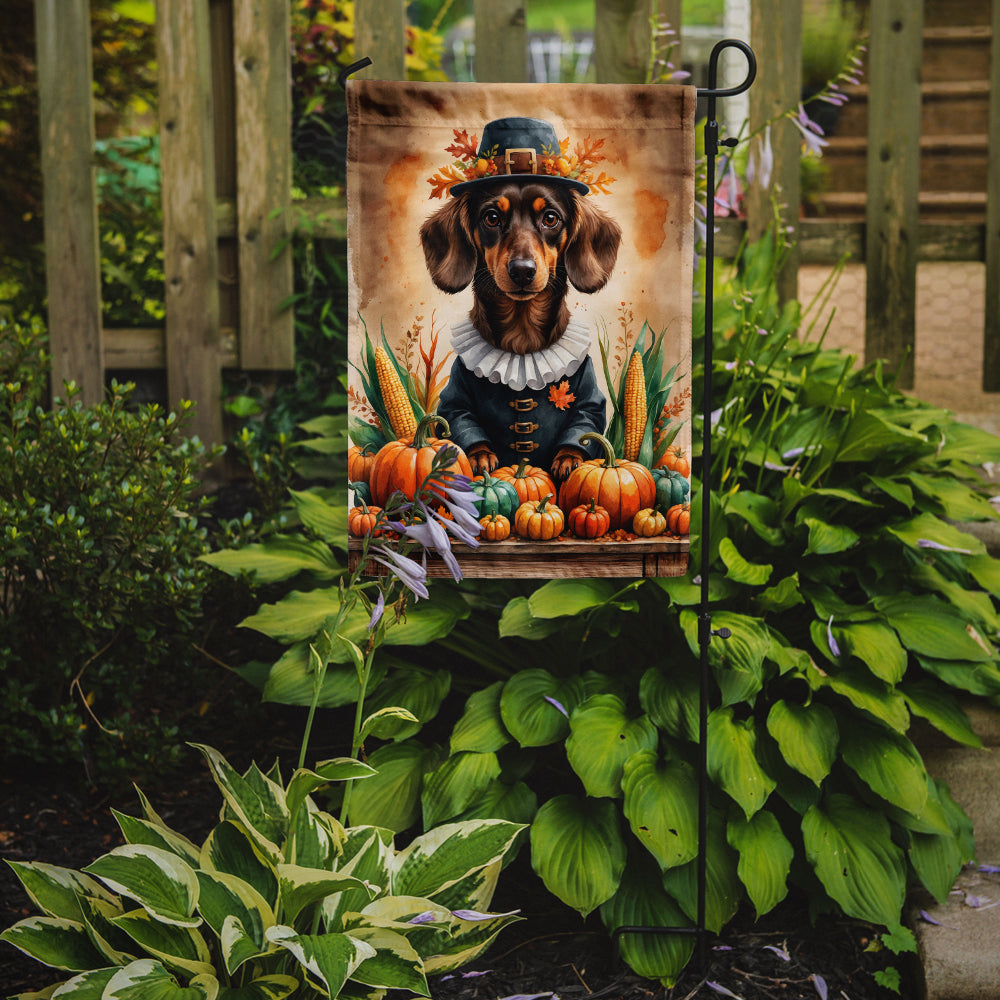 Chocolate Dachshund Thanksgiving Garden Flag