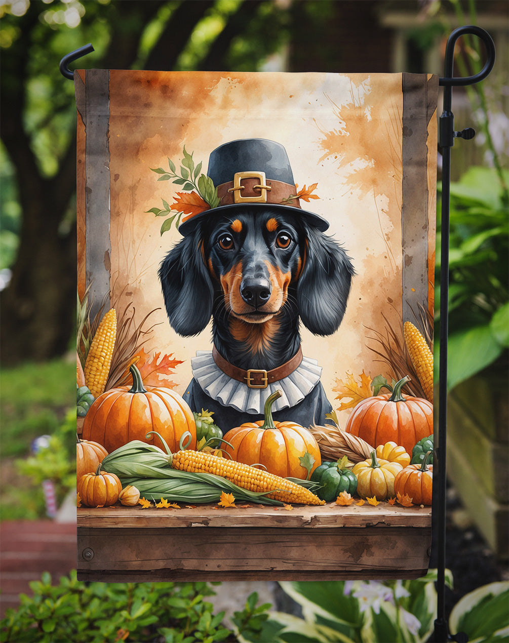 Dachshund Thanksgiving Garden Flag