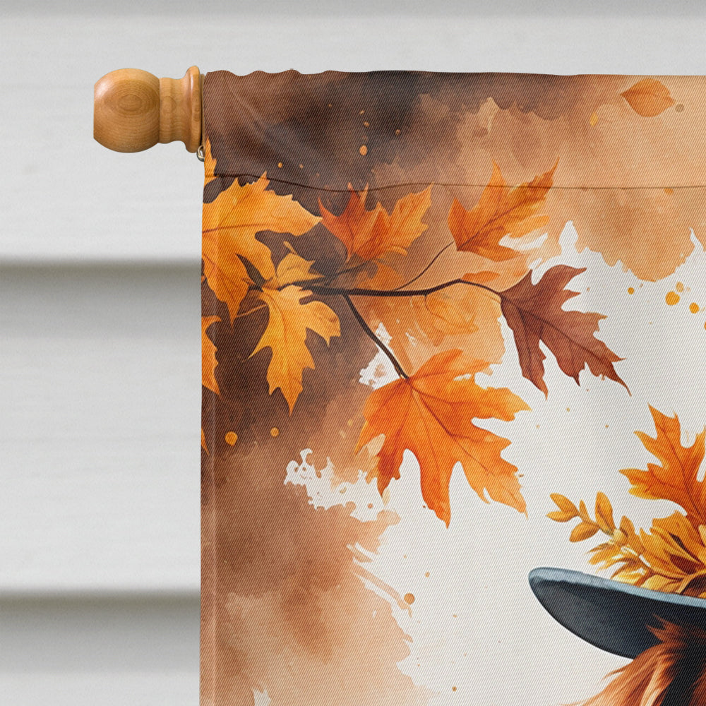 Red Brown Dachshund Thanksgiving House Flag