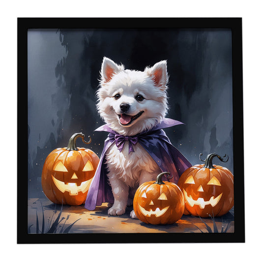 American Eskimo Puppy Halloween Framed Metal Print