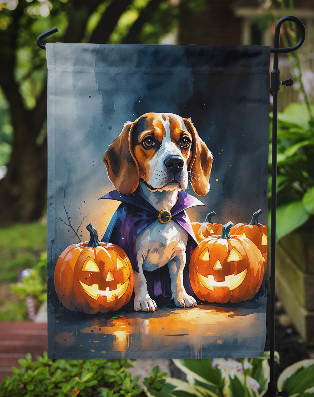 Beagle Puppy Halloween Garden Flag