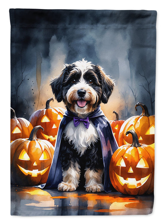Bernedoodle Puppy Halloween Garden Flag