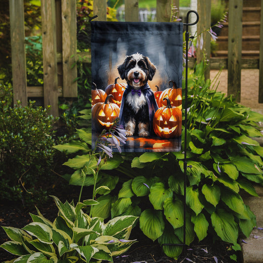 Bernedoodle Puppy Halloween Garden Flag