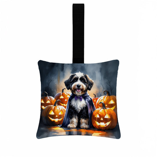 Bernedoodle Puppy Halloween Mini Hanging Pillow Ornament 3.5 × 3.5