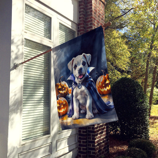 White Boxer Puppy Halloween House Flag