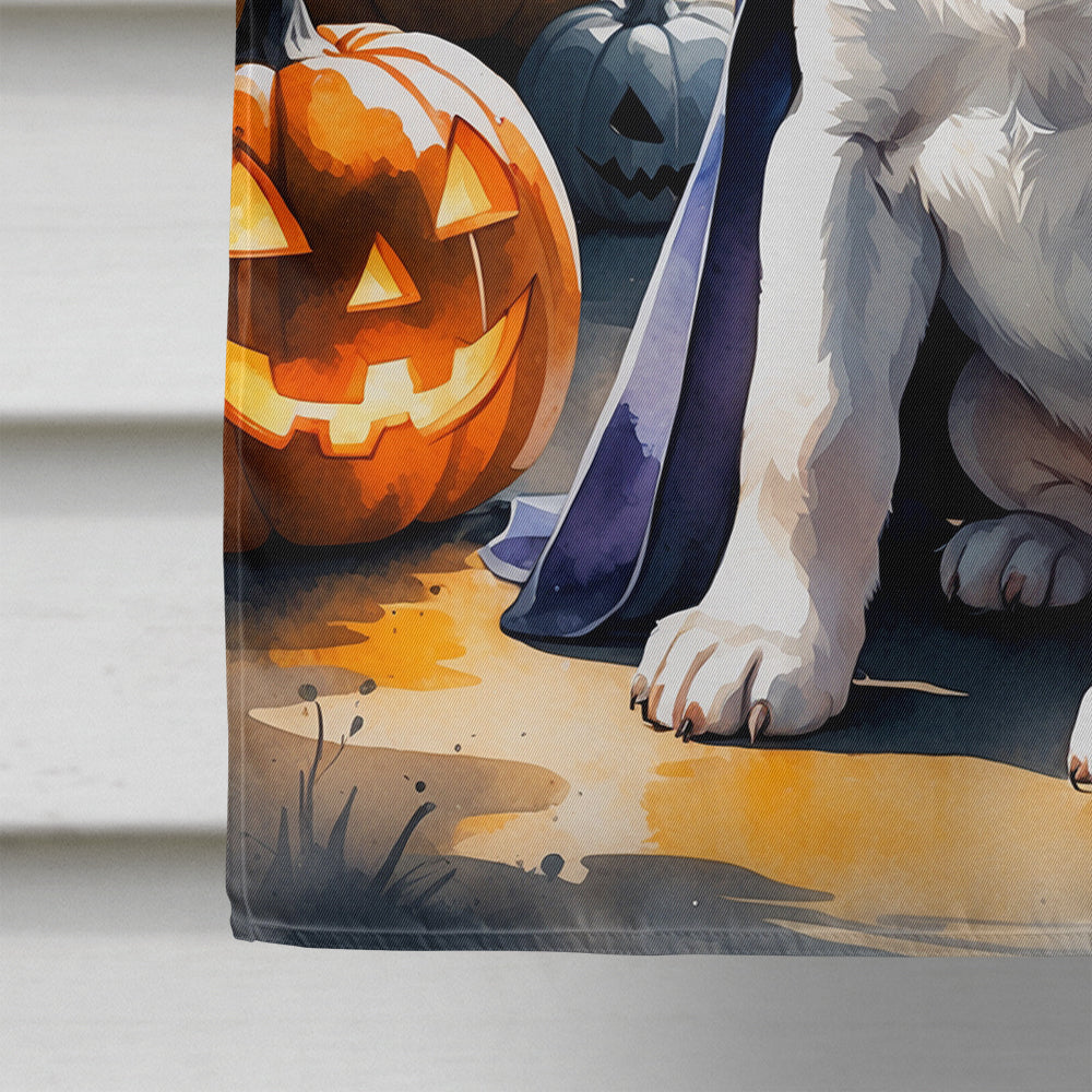 White Boxer Puppy Halloween House Flag