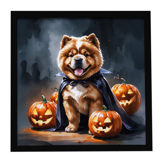 Chow Chow Puppy Halloween Framed Metal Print