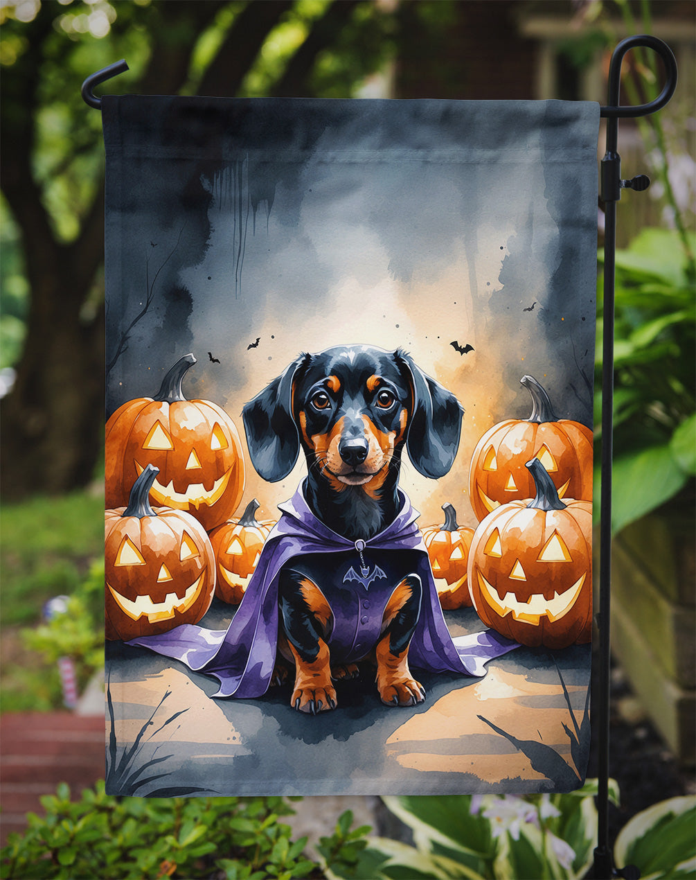 Dachshund Puppy Halloween Garden Flag