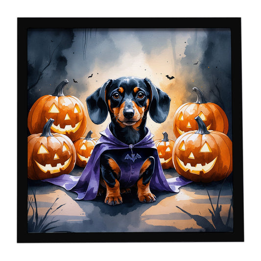 Dachshund Puppy Halloween Framed Metal Print