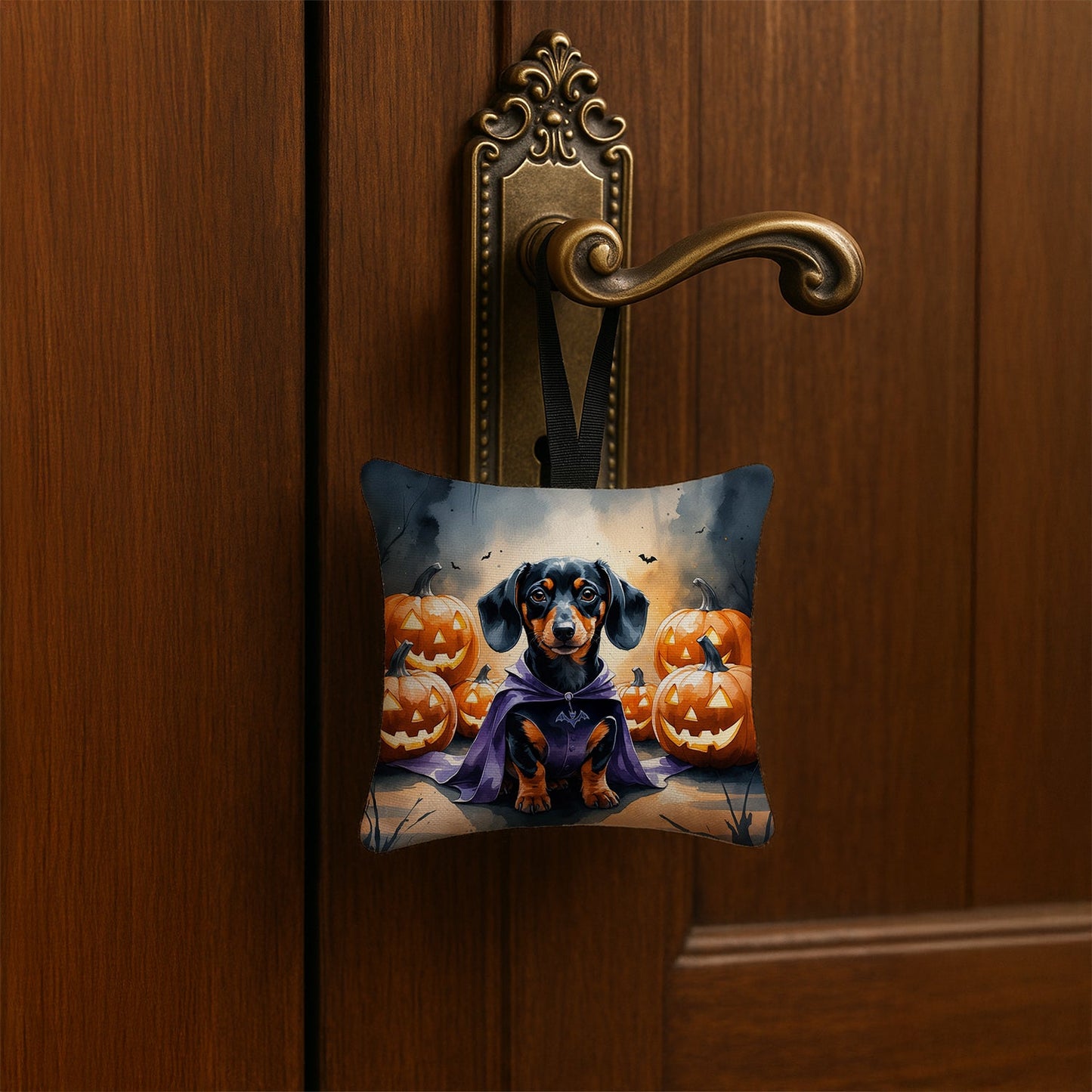 Dachshund Puppy Halloween Mini Hanging Pillow Ornament 3.5 × 3.5