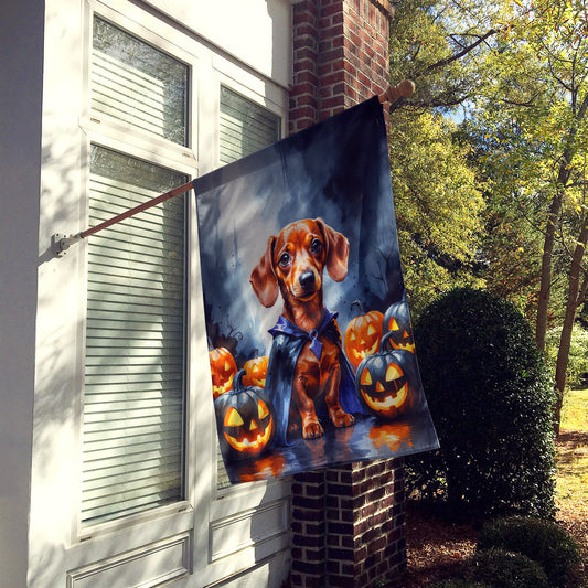 Red Dachshund Puppy Halloween House Flag