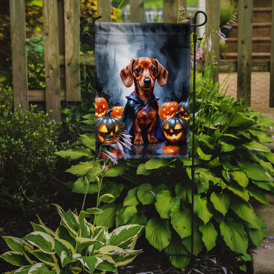 Red Dachshund Puppy Halloween Garden Flag