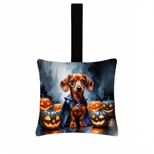 Red Dachshund Puppy Halloween Mini Hanging Pillow Ornament 3.5 × 3.5