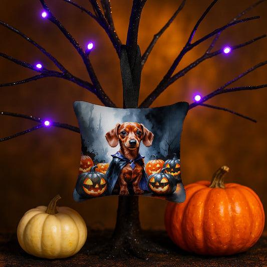 Red Dachshund Puppy Halloween Mini Hanging Pillow Ornament 3.5 × 3.5
