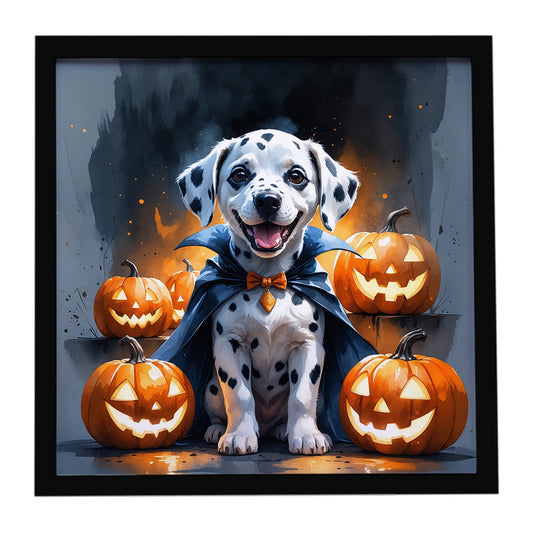 Dalmatian Puppy Halloween Framed Metal Print