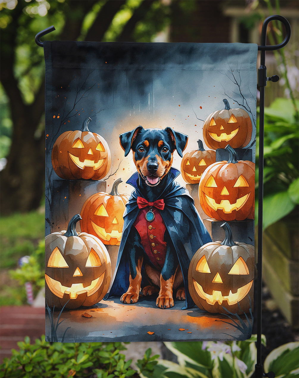 Doberman Pinscher Puppy Halloween Garden Flag