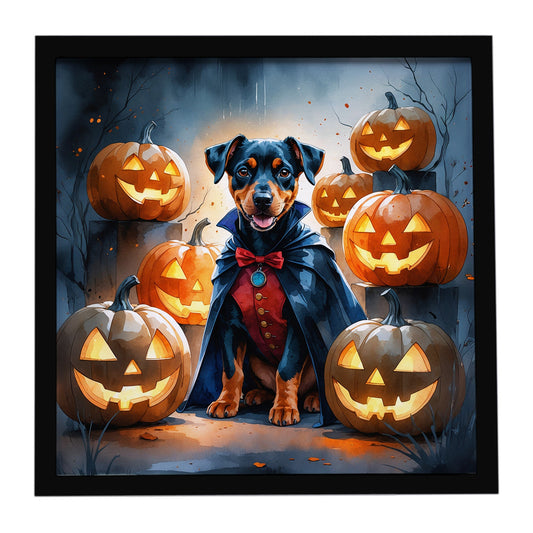 Doberman Pinscher Puppy Halloween Framed Metal Print