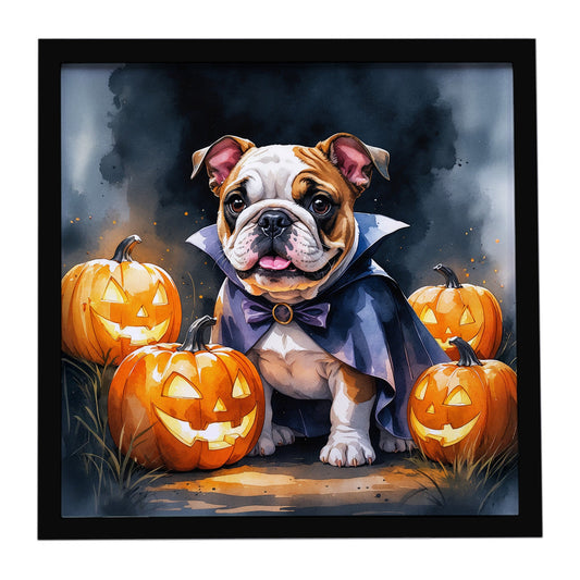 English Bulldog Puppy Halloween Framed Metal Print