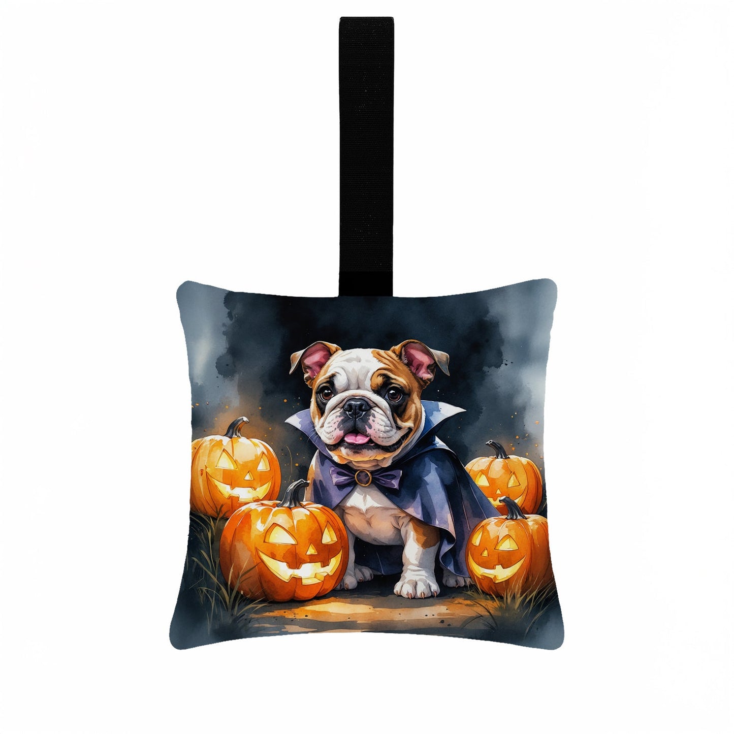English Bulldog Puppy Halloween Mini Hanging Pillow Ornament 3.5 × 3.5