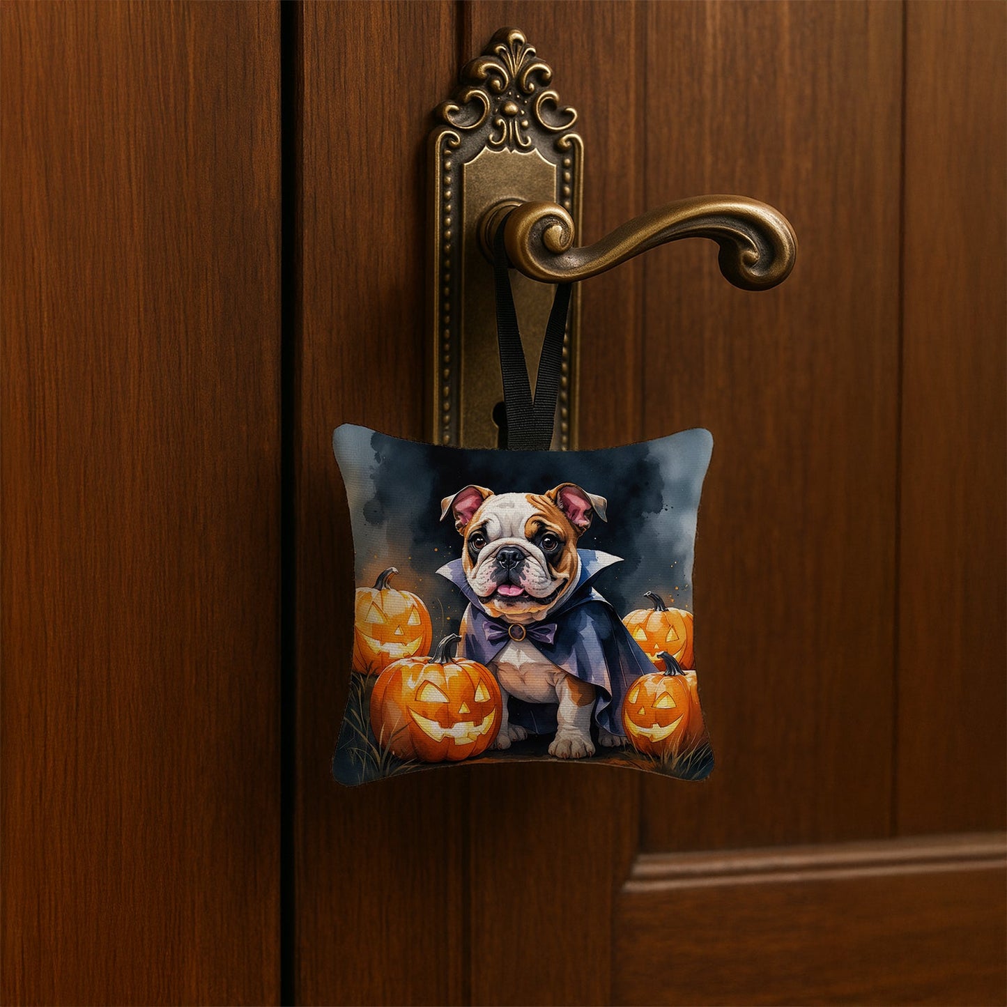 English Bulldog Puppy Halloween Mini Hanging Pillow Ornament 3.5 × 3.5