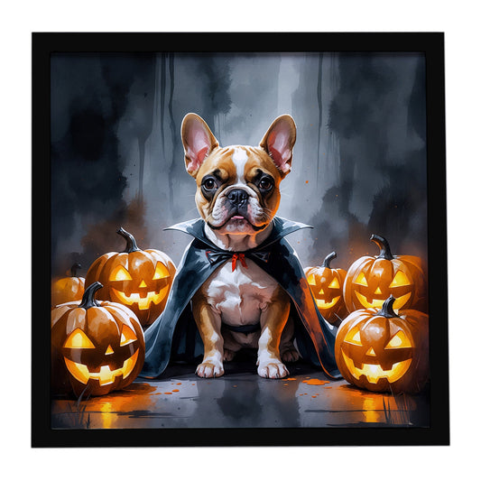 French Bulldog Puppy Halloween Framed Metal Print