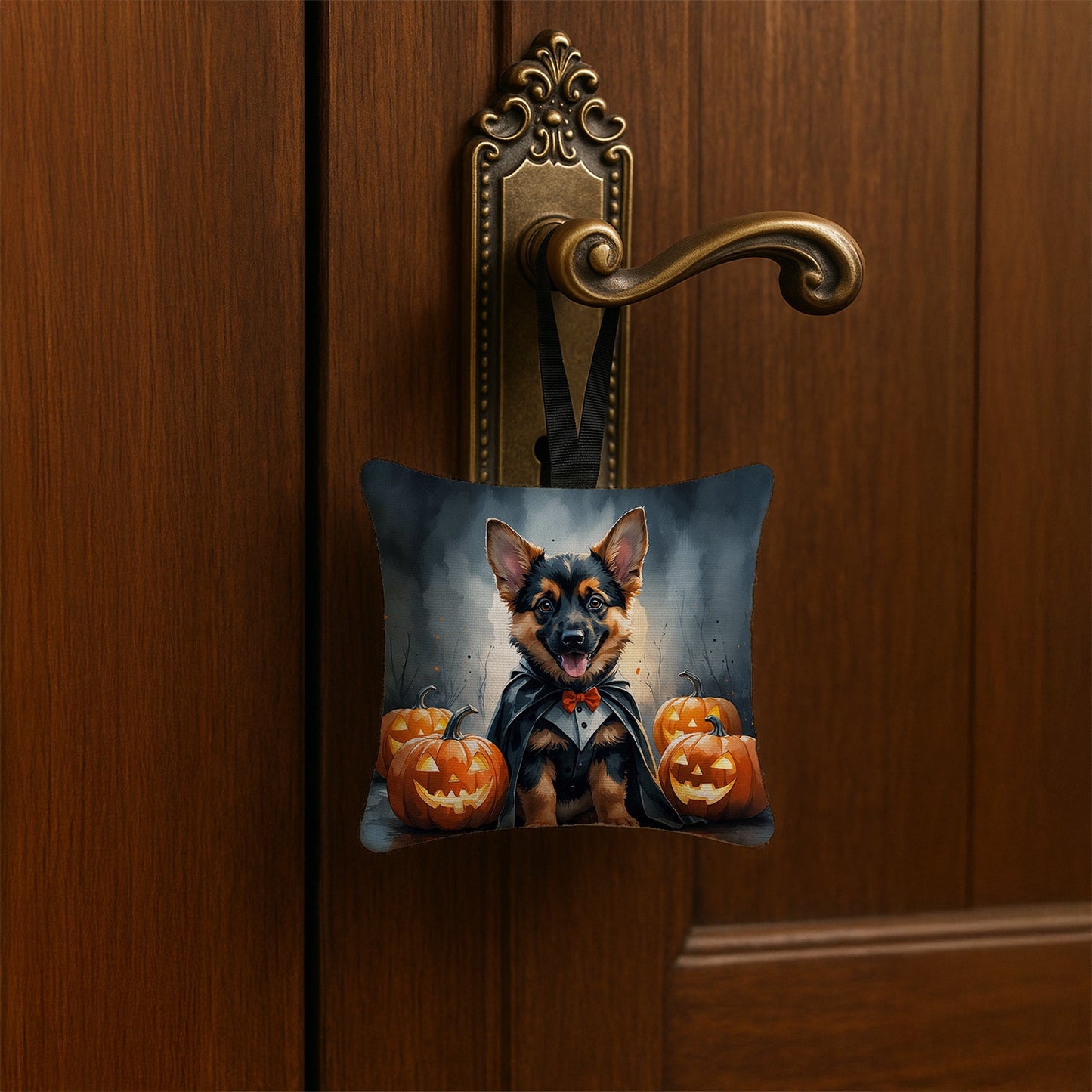 German Shepherd Puppy Halloween Mini Hanging Pillow Ornament 3.5 × 3.5