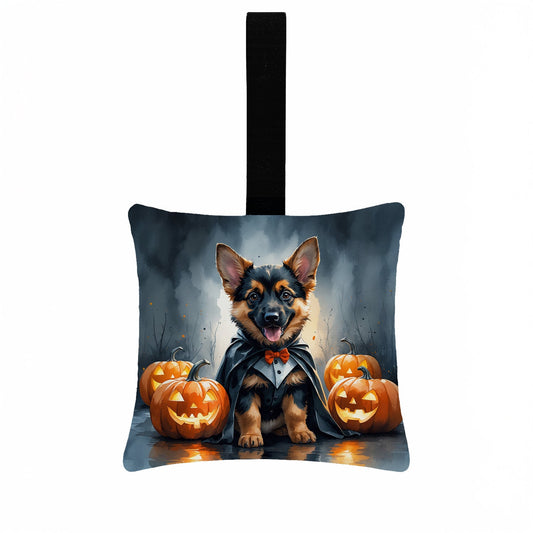 German Shepherd Puppy Halloween Mini Hanging Pillow Ornament 3.5 × 3.5