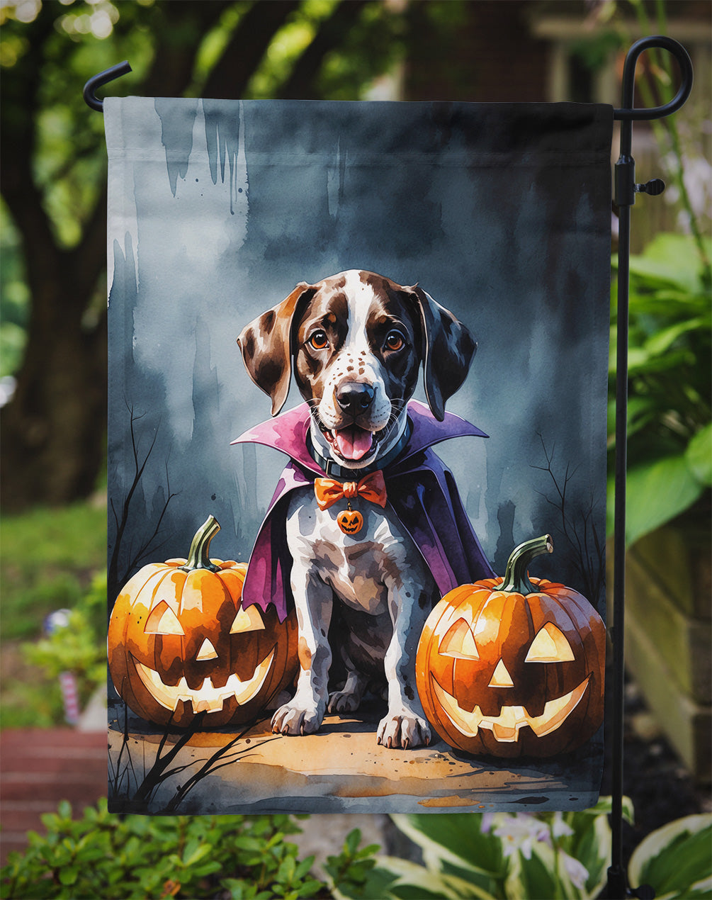 German Shorthaired Pointer Puppy Halloween Garden Flag