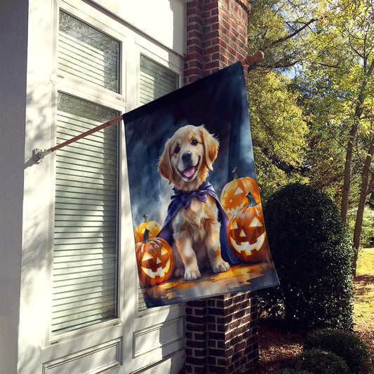 Golden Retriever Puppy Halloween House Flag