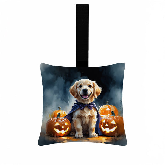Golden Retriever Puppy Halloween Mini Hanging Pillow Ornament 3.5 × 3.5