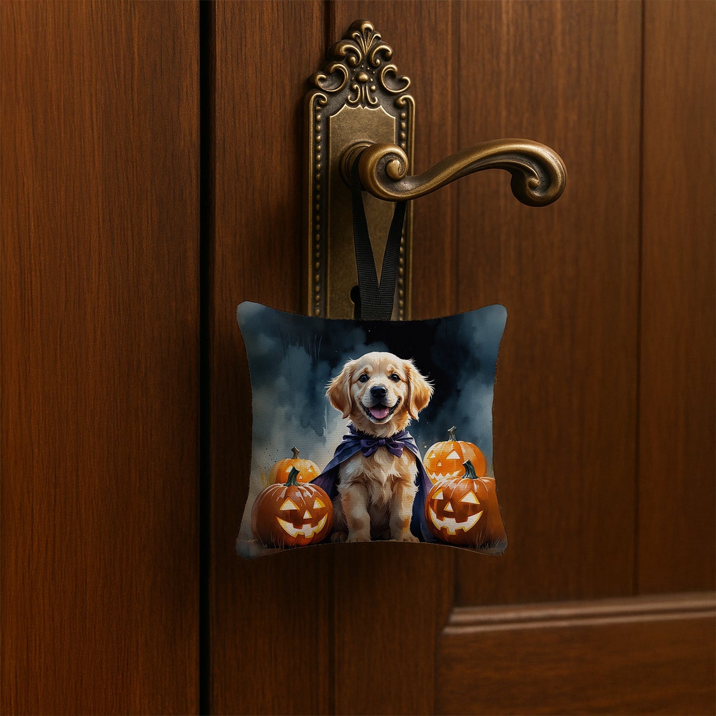 Golden Retriever Puppy Halloween Mini Hanging Pillow Ornament 3.5 × 3.5