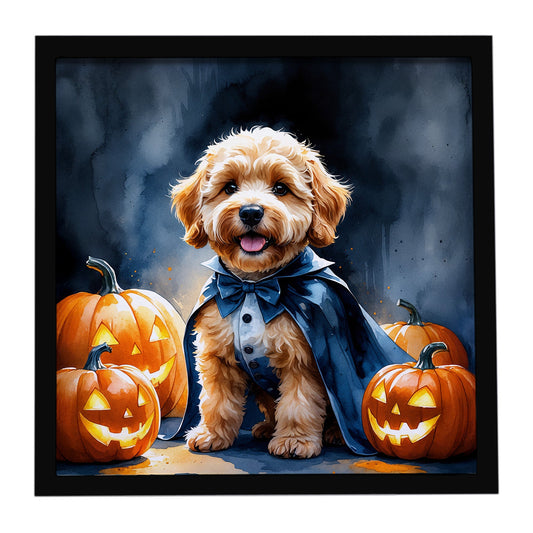 Goldendoodle Puppy Halloween Framed Metal Print